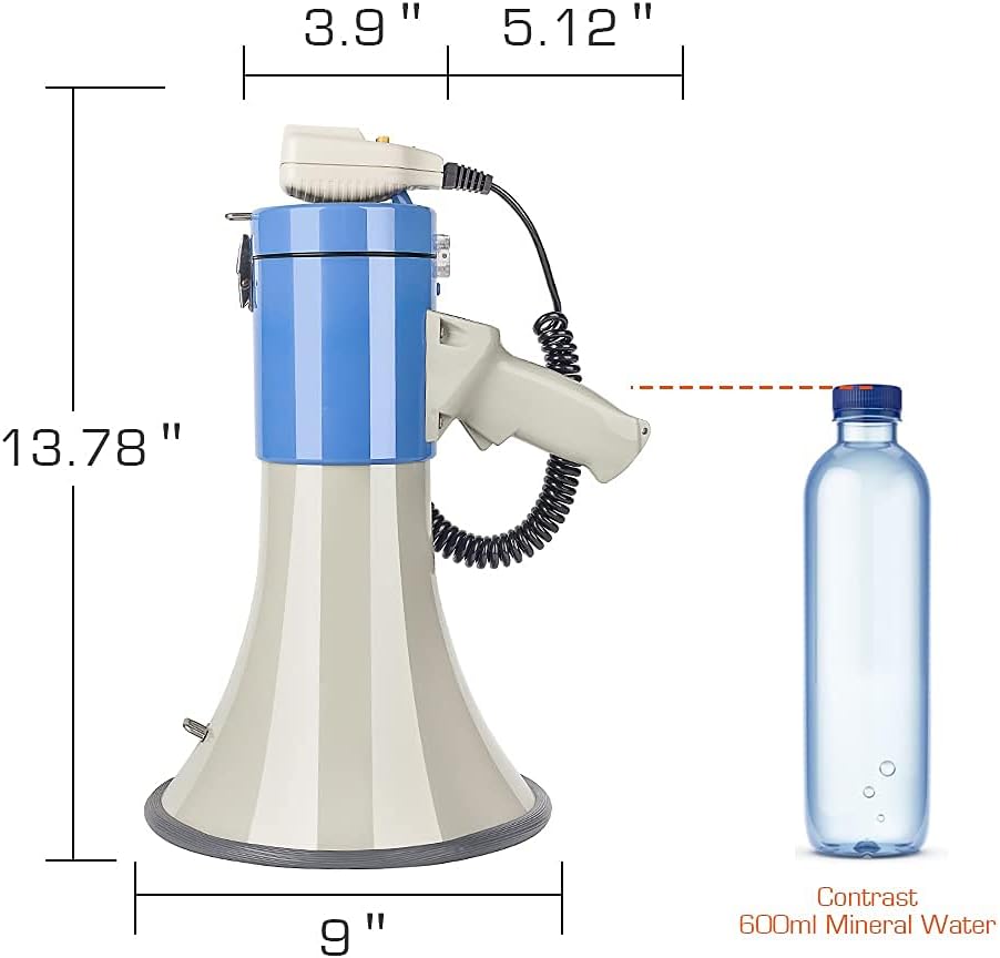 Loudmore Professional Outdoor 50-Watt Megaphone Bullhorn with Siren, 120S Recording, Detachable Microphone & Strap : Sports & Outdoors
