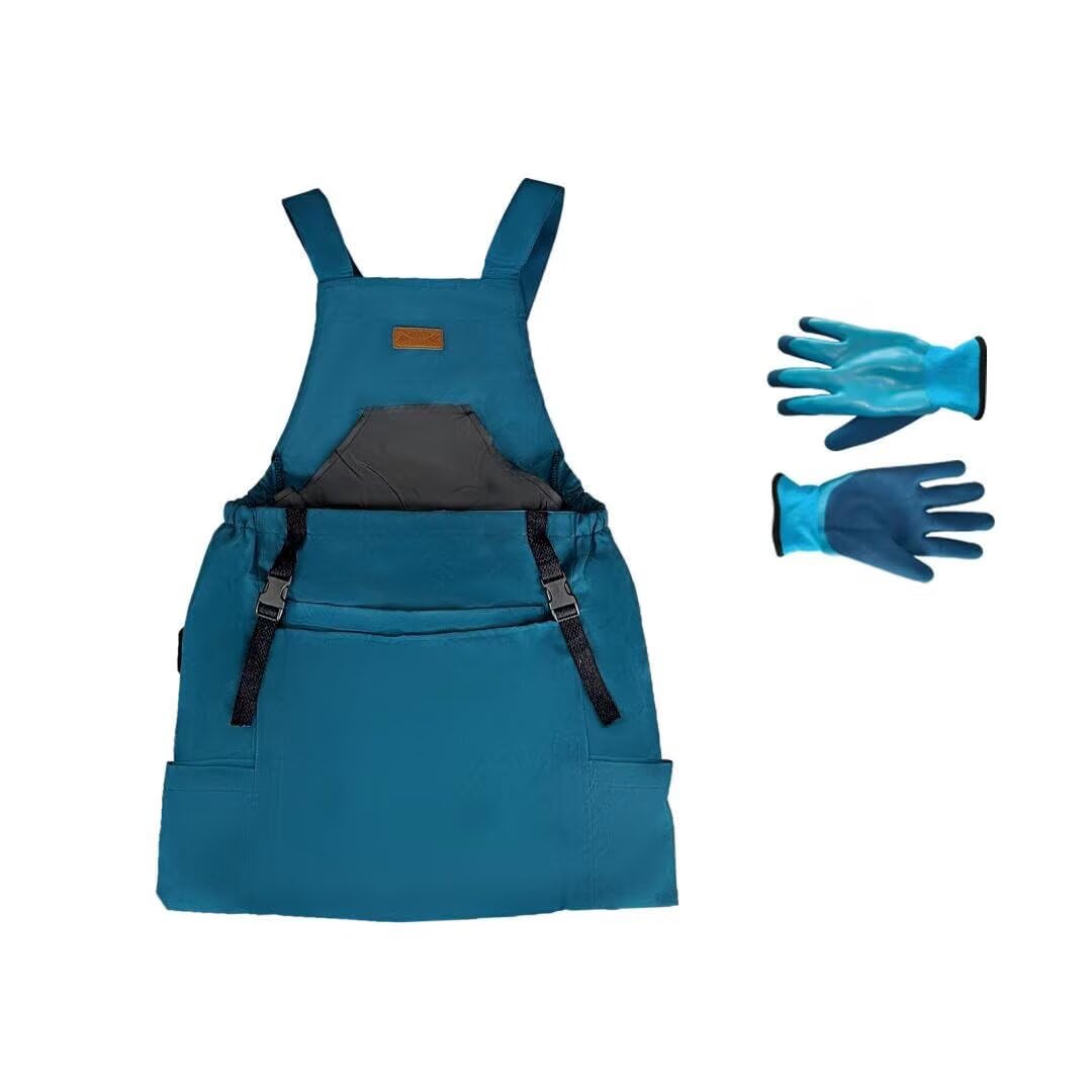 Waterproof Gardening Apron for Women Men, Adjustable Cross Back Garden Apron with Pockets, Oxford Cloth