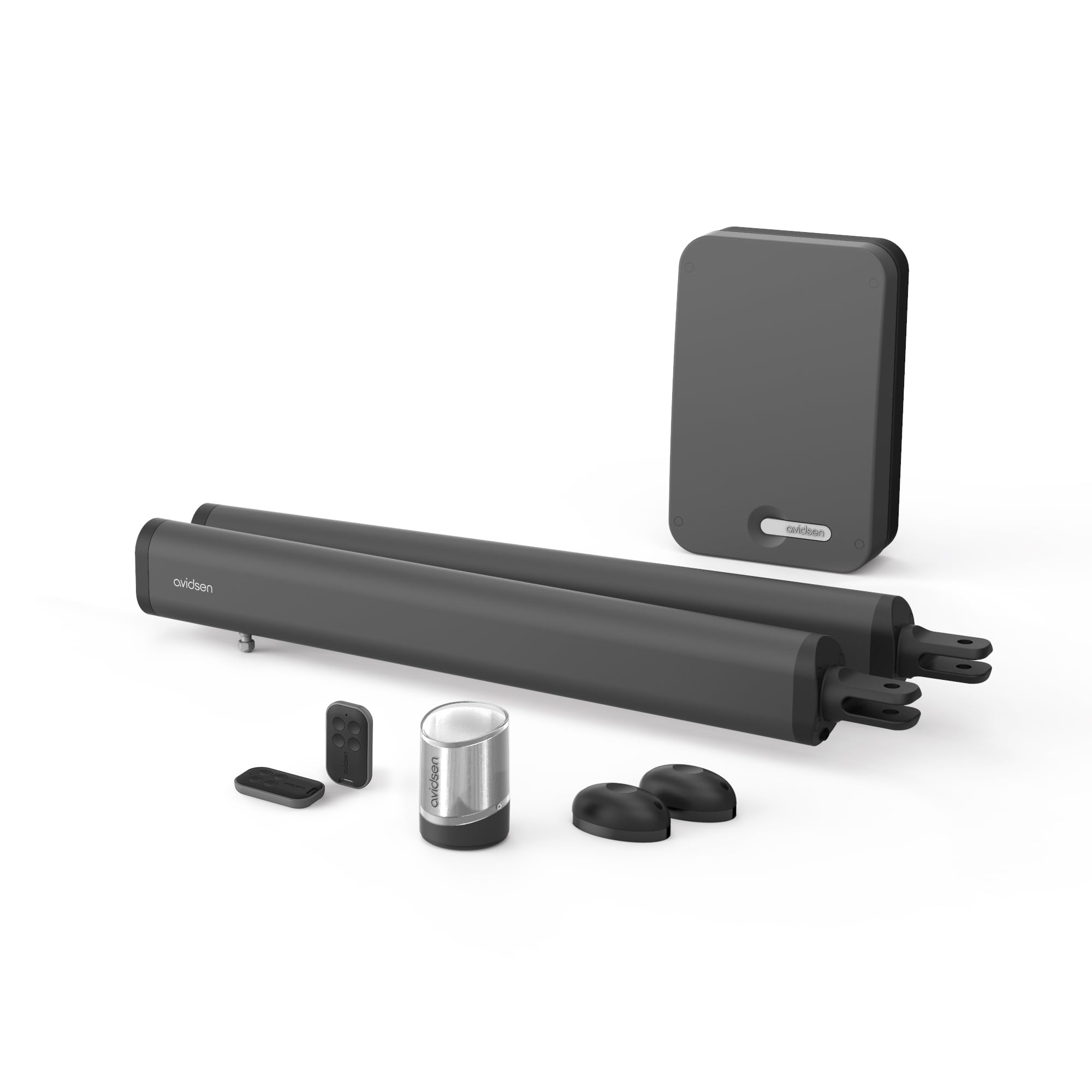 Avidsen TEHA 410, Motorisation Portail Battant à Vérins pour Petits Espaces, Kit Automatisme Complet pour Portail 2 Battants, Capacité 3.5m et 300kg, Idéal Piliers Étroits, Design Éco-​conçu