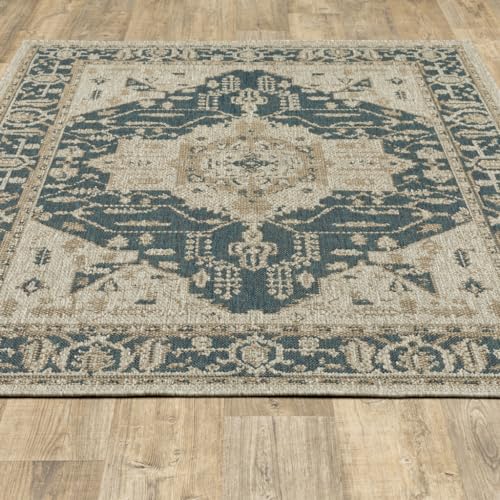 5 x 7 ft. Oriental Stain Resistant Indoor & Outdoor Rectangle Area Rug Grey