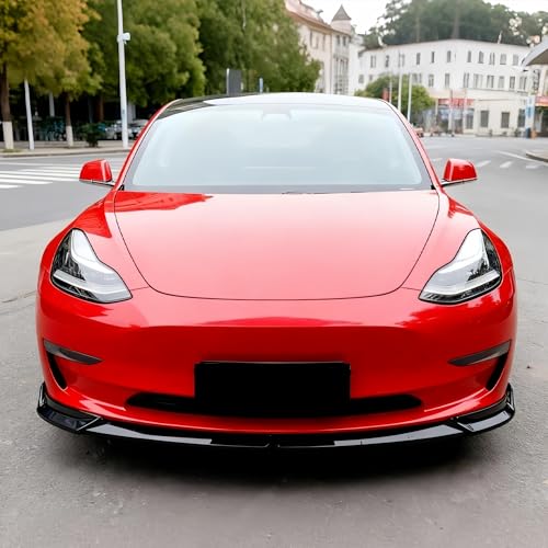 Labio de parachoques delantero para Model 3 con acabado de fibra carbono 4