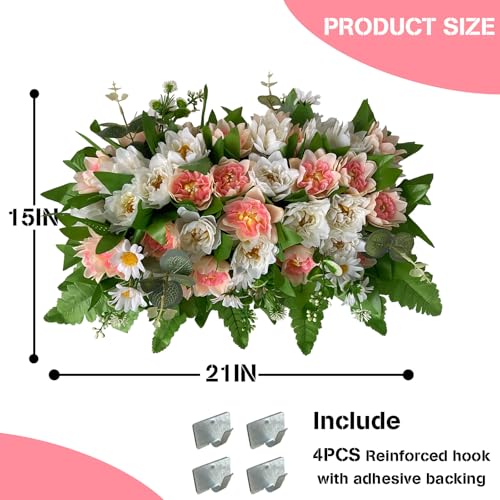 Tombstone Flowers - Outdoor Grave Decorations, Cemetery Flowers for a Grave to Be Placed on a Tombstone, The Cemetery Flowers for Grave Saddle Are Composed of Artificial Champagne  image 1