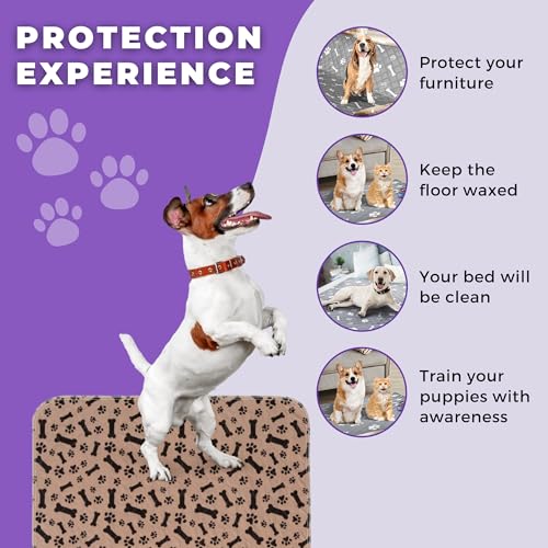 Image of MarV 2-Pack Washable Pee Pads for Dogs Non Slip Puppy Pads , Ultra-Absorbent Mats for Puppy Training, Multi-Use, Reusable Puppy Pads (Brown, M)