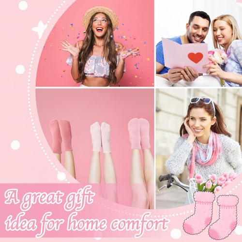 Jspupifip 5 Pairs Bow Fuzzy Socks for Women Cozy Soft Fluffy Slipper Sock Warm Winter Thick Home Sleeping3