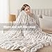 Battilo White Faux Rabbit Fur Throw Blanket, Luxury Plush Ruched Cream Fur Blanket for Sofa Couch, Thick Warm Fluffy Mink Blanket for Bed Chair Sofa 50