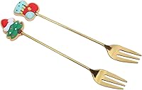 Vista 25 de Juego de tenedores de postre de Navidad lindos tenedores para mezclar de acero inoxidable, decoración de vajilla para fiesta de Navidad