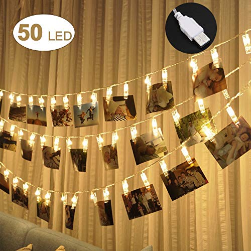Adecorty 50 LED Photo Clip Lights - Photo Clips String Lights USB Powered