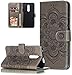 Produktbild HMTECH Nokia 3.2 Hülle,Für Nokia 3.2 Handyhülle Prägung Mandala-Blume Flip Case PU Leder Cover Magnet Schutzhülle Tasche Skin Ständer Handytasche für Nokia 3.2,LD Mandala Gray