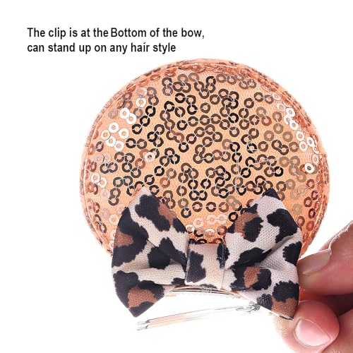 Pinzas para el cabello con diseño de orejas de ratón leopardo miniatura 3