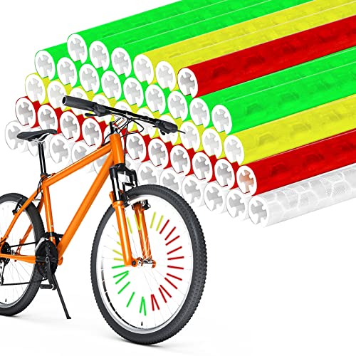 Inheming 48 Pcs Bike Spoke Reflectors, Bicycle Wheel Spoke Wraps Decoration, Riding Reflective Warning Strips Clip Tube For Kids Road Mountain Bike #TOP26