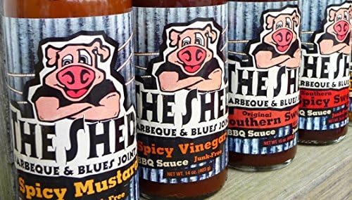 The Shed Barbeque & Blues Joint BBQ Sauce Sampler 13.5oz-15oz Bottle (Variety Pack of 4 Different Flavors)