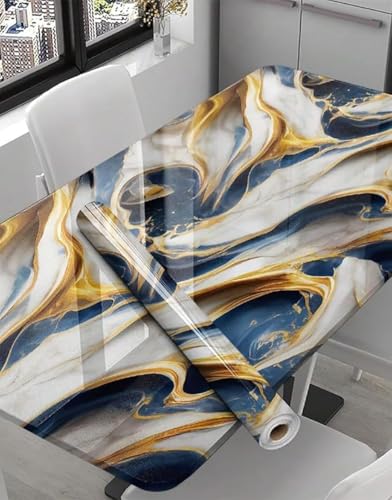 Image of TEKCOOL Marble Waterproof Oil Proof Wall Paper Furniture Kitchen, Cabinets, Almirah,Tabletop,Plastic Table, WoodenTable,Wardrobe,PVCDIY Self Adhesive Sticker(60x200cm)(New Desing Golden Line Sky-1pc);