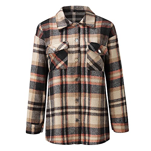 Zldhxyf Dames Shirt Flanel Plaid Jas Lange Mouw Herfst Winter Warm Plaid Top Mode Klassiek Shirt Blouse Shirt Oversize Overgangsjas Lange Shirt Geruit Patroon Blouse - Image 5