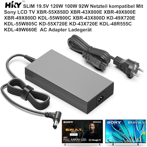 HKY TV Netzteil AC Adapter Ladegerät für 19,5V 6,2A Sony Bravia TV KDL-32 KDL-40 W600B W650A W674A W700B W800B KDL55W650D KDL48W600B KDL-42W650A KDL-40W600B KDL-32W700B Smart LED LCD Ladekabel 120W – Bild 3