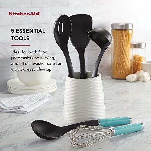 KitchenAid Conjunto de ferramentas e gadgets com pote de barro, 6 peças, azul piscina