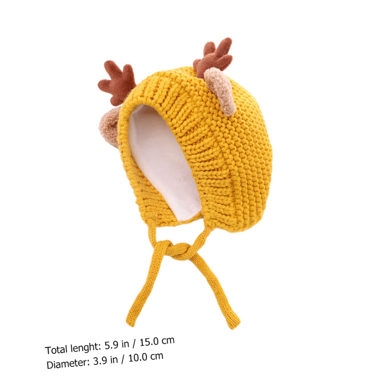 SHERCHPRY Gorro Navideño De Asta Sombrero De Venado De Navidad Gorro De Bebe Gorra con Forro Polar para Bebé Gorro De Reno Gorro De Punto con Forro Polar para Bebé Yellow