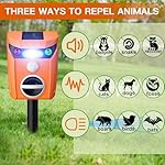 2 Packs Ultrasonic Animal Repeller Solar Powered Outdoor, 360° Ultrasonic Cat Repeller with LED Flashing Light, Waterproof Deer Repellent Devices for Repelling Sankes, Raccoons, Cats, Dogs, Rabbits - Image 3