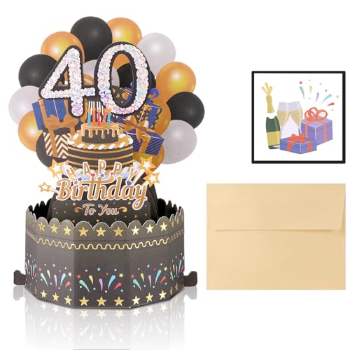 Radsocken 40th Birthday Card for Men, Pop Up Birthday Card, 3D Birthday Cards for Women Happy Birthday Card Men with Envelope for Men, Women