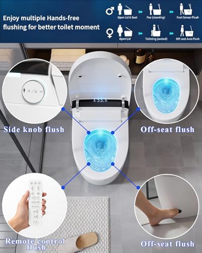 Image of TOTTE Smart Toilet with Bidet Built in, Auto Open /Close Lid, ADA Comfort Height, 1000g MaP Flush, 1.28 GPF, Heated Seat & Dryer, Electric Tankless Toilets with LED Display