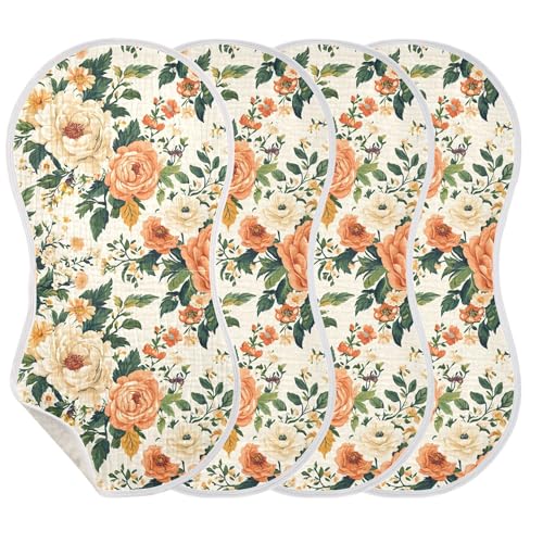 xigua Vintage Floral Baby Burp Cloths for Newborn Boys and Girls 2 Pack, Soft & Absorbent Cotton Baby Burp Cloth, Baby Washcloths, Newborn Towel, Burp Rags3