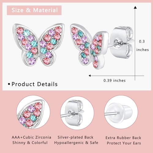 Earrings for Girls,Butterfly Earrings Birthday Christmas Jewelry Gifts for Daughter Granddaughter Niece Butterfly Lover2