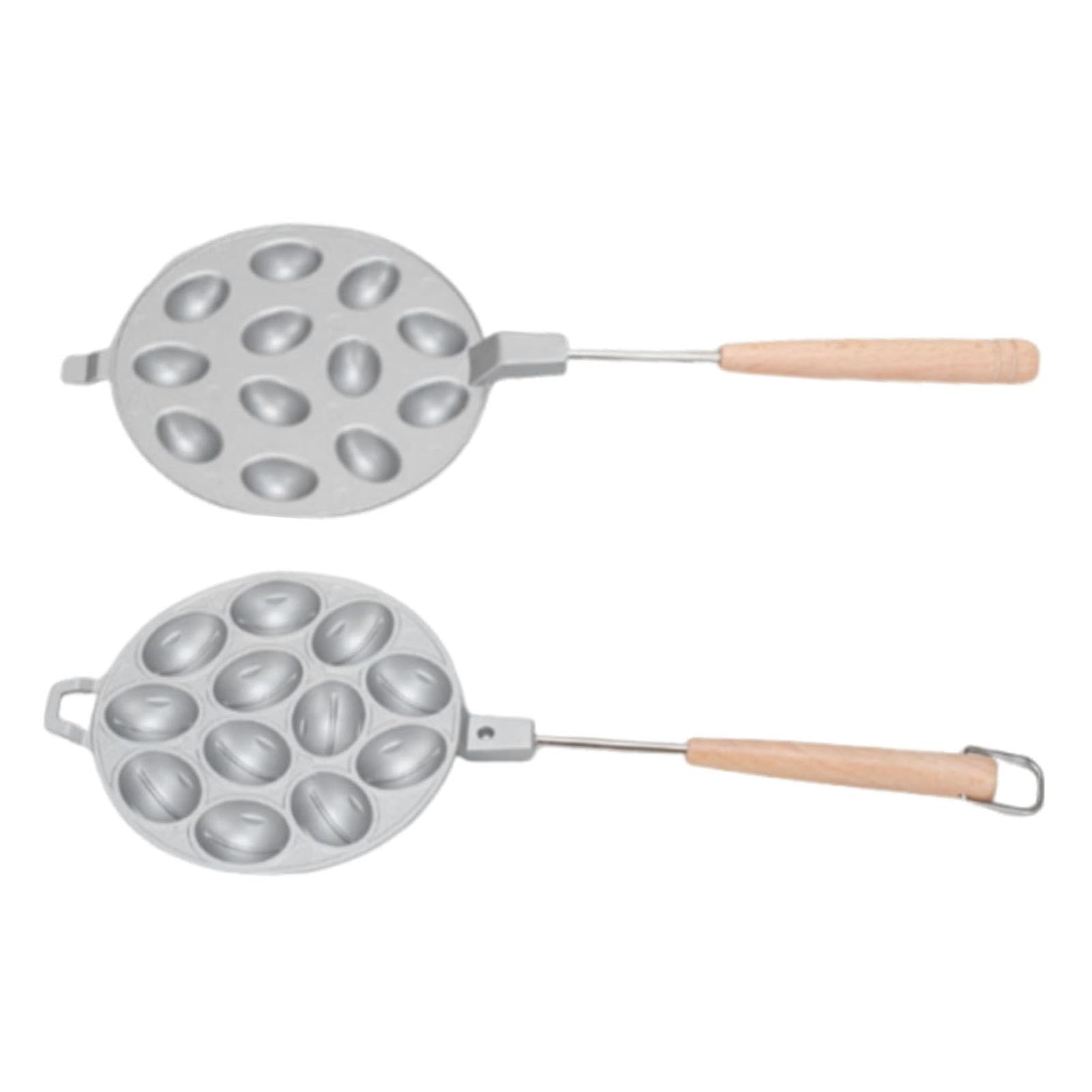 Aluminum Alloy Material Walnut Cookie Maker, Non Stick Oval Cookies Tool with Wood Handle, Ideal for Kitchen Baking, Pastries Crafting (12 Holes)