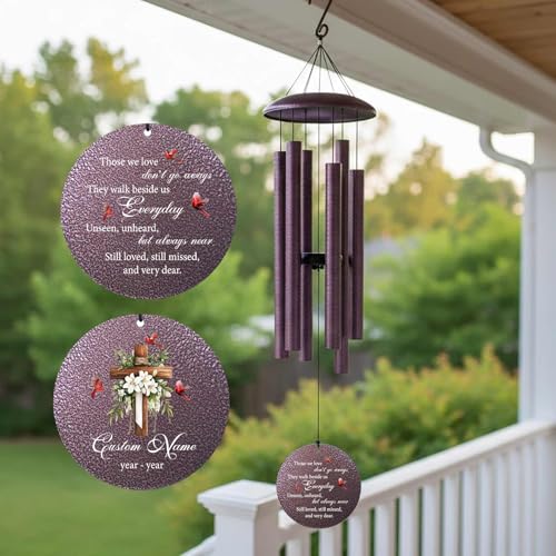 Image of Customized Windchimes in Memory of a Loved One, Memorial Wind Chimes for Loss of Loved One, Sympathy Gifts for Bereavement Remembrance