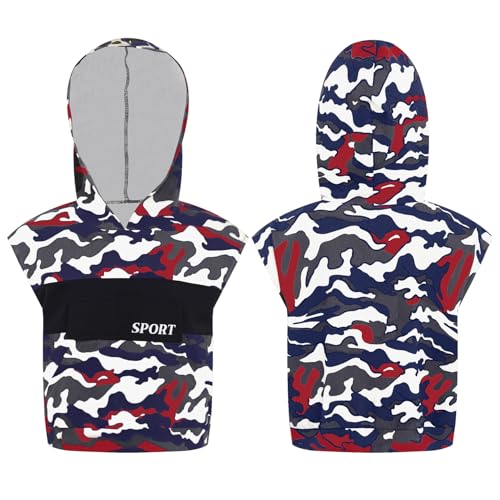 Mufeng Kids Unisex Camouflage Hoodedes Sleeveless Tank Top Loose Fit Summer Dance Sports Vest3