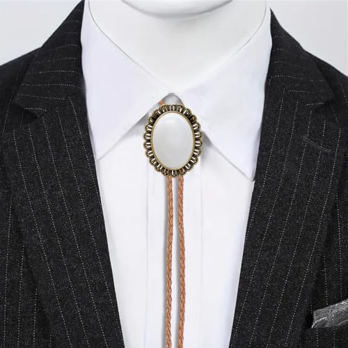 Image of GelConnie Native American Bolo Tie Rodeo Cowboy Leather Necktie Western Necklace Costume Accessories for Men,Women