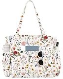 Miss Adola Corduroy Tote Bag for Women - Large Capacity Reusable Shoulder Bags with Zipper Multi-Pocket Design Cute Handbags for Work, School, Travel, and Daily Use, Vintage Flower