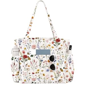 Large Corduroy Tote Bag for Women – Cute Shoulder Reusable Canvas Bags with Zipper Multi-Pocket for School