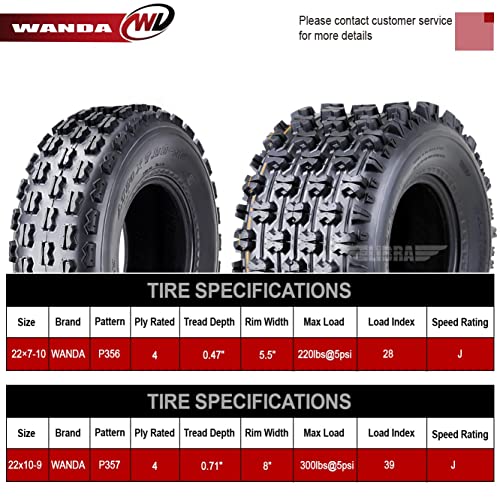 4 Wanda Sport Atv Tires 22X7-10 & 22X10-9 01-09 Fit For Honda Trx 250Ex 300Ex Gncc Race #TOP2