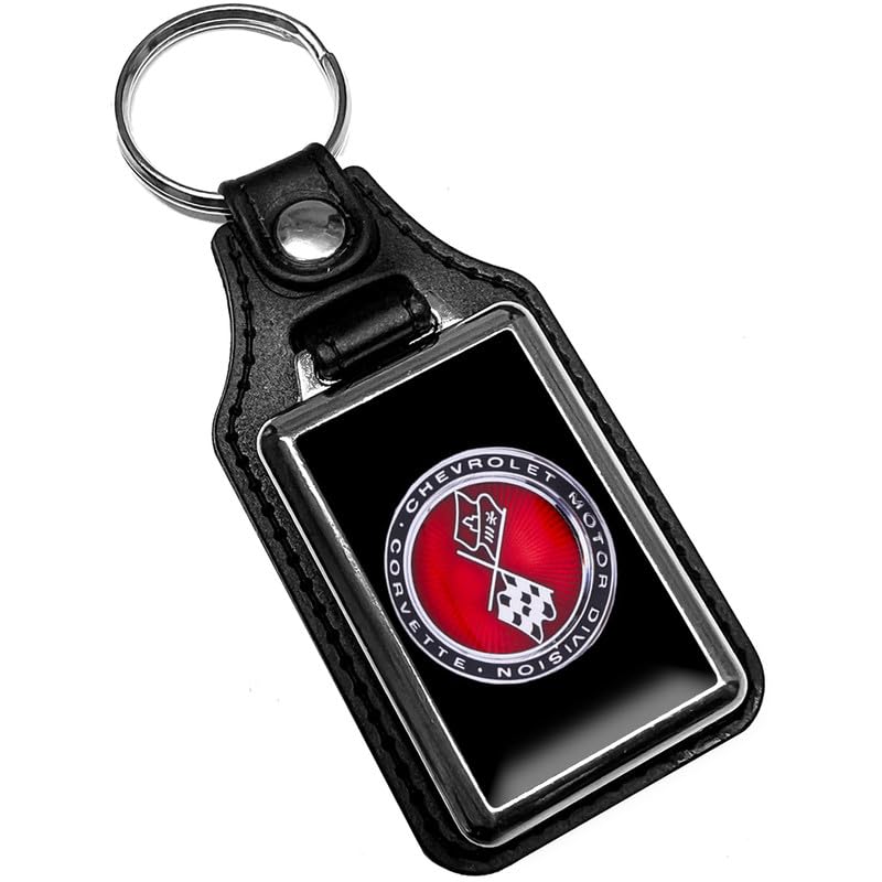 Brotherhood 1971 through 1974 Compatible with Corvette Emblem Design Keychain, Black, retangular
