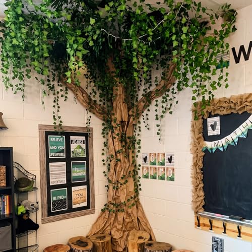Sabary 3D DIY Tree Decor for Classroom Wall with Rattan Kraft Paper and Tape Artificial Jungle Rainforest Paper Decor for Back to School Bulletin Board School Bedroom Wall