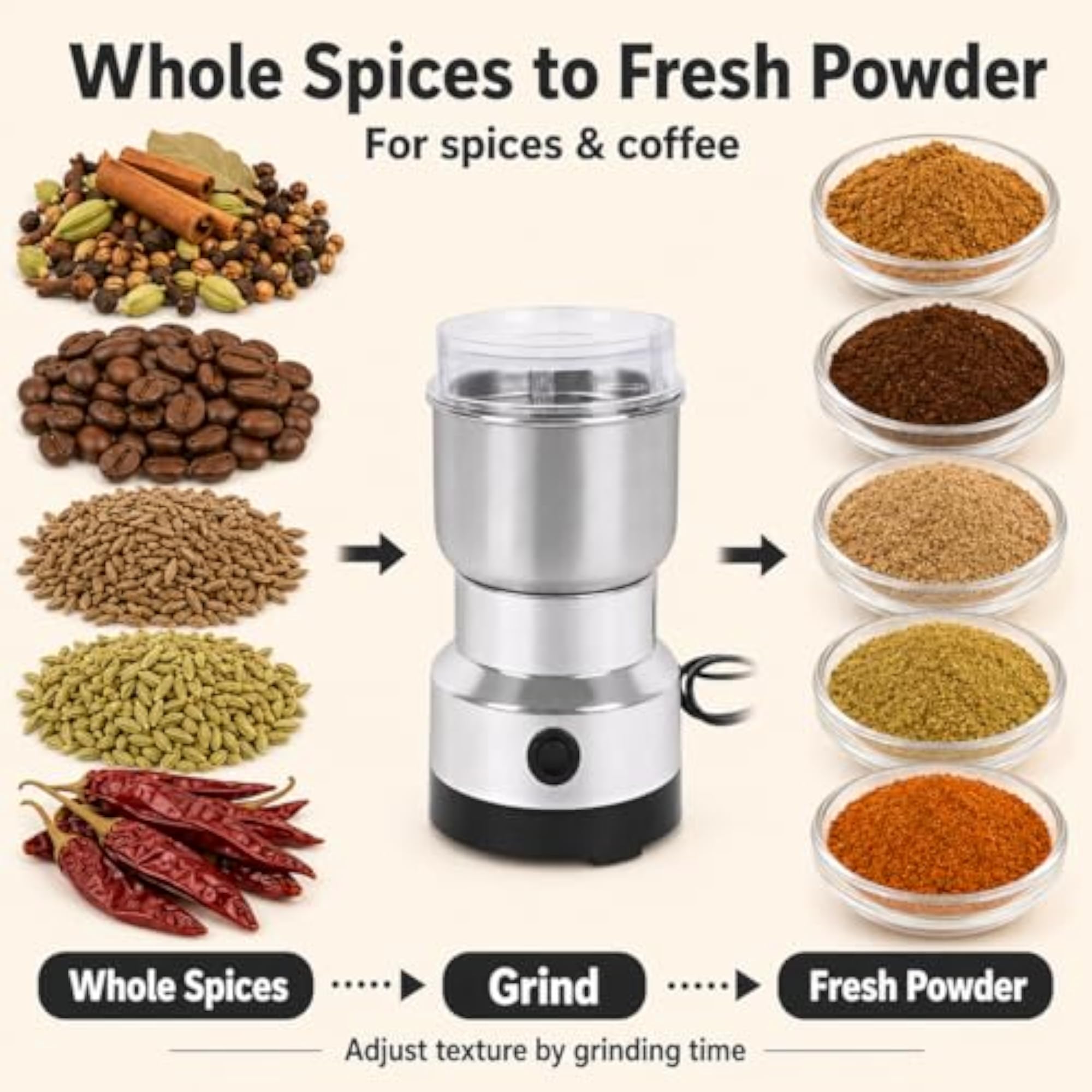 Mini Mixer Grinder for Kitchen, Electric Spice Machine