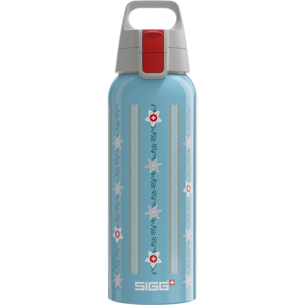 Sigg - Aluminum Water Bottle - WMB ONE Edelweiss - Climate Partner - Suitable For Carbonated Beverages - Leakproof & Lightweight - BPA Free - Blue - 1L