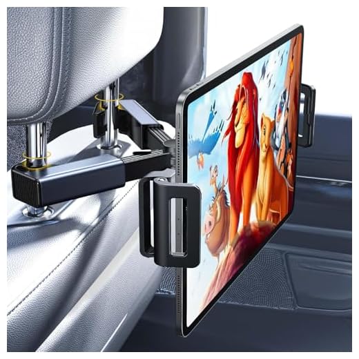 LISEN Tablet Holder for Car Headrest, iPad Car Holder Back Seat Travel Accessories Long Road Trip Essentials for Kids Black, Tablet Stand for iPad Pro Air Mini Galaxy Fire 4.7-12.9" Devices