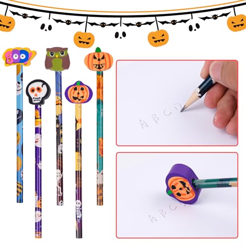 Kolewo4ever 50 lápices de Halloween con borrador miniatura 3