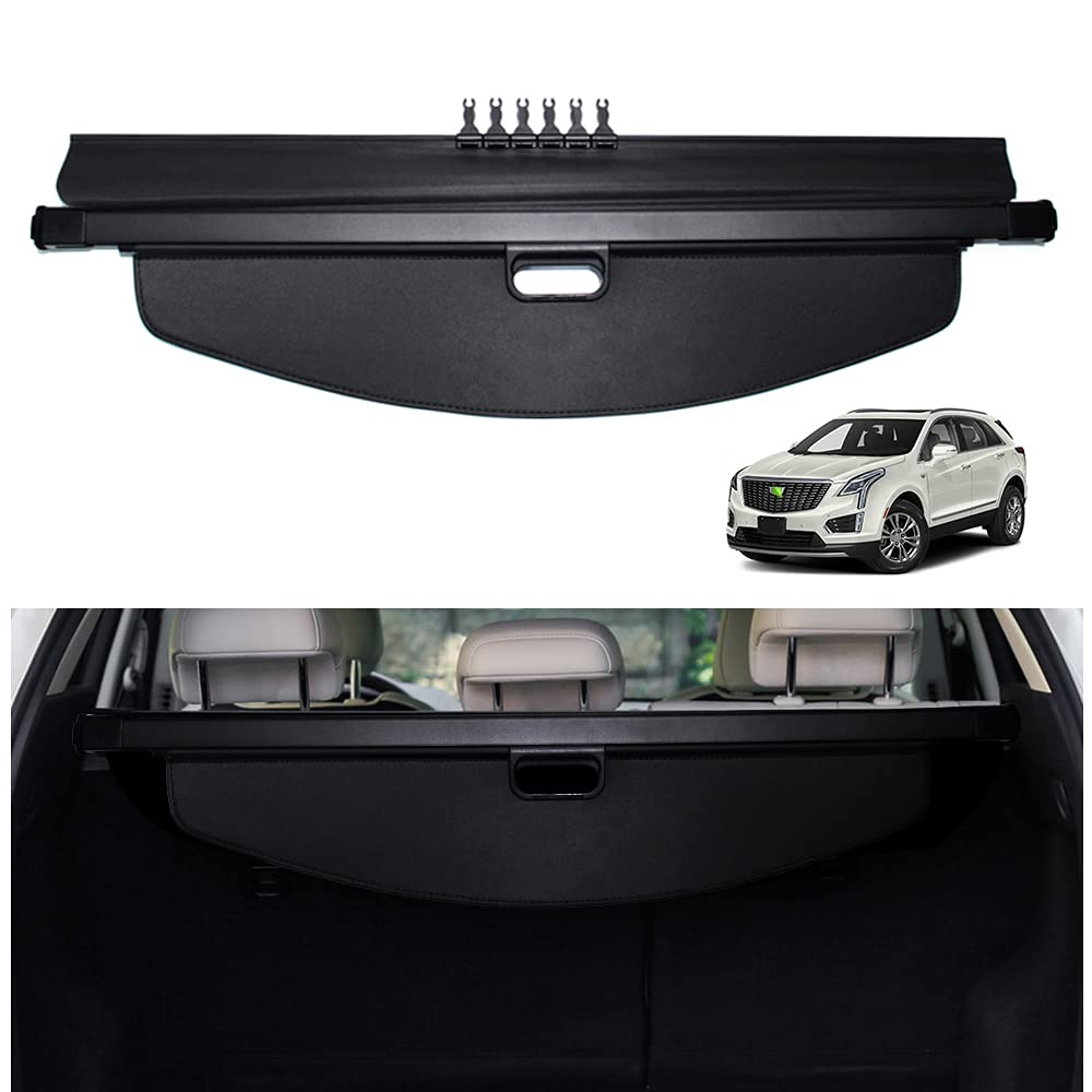 Powerty Fit for Cargo Cover Cadillac XT5 2017 2018 2019 Retractable Rear Trunk Security Cover Shielding Shade Black No Gap