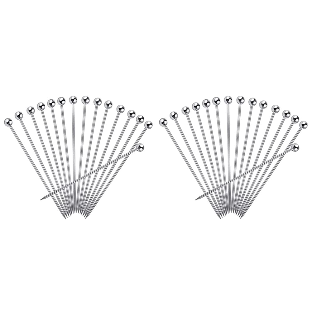 Hndhbfgrt 30Pcs Cocktail Picks, 4 Inch Reusable Stainless Steel Picks Cocktail Toothpicks for Olives Appetizers Sandwich