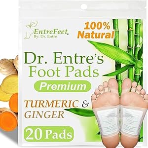 Dr. Entre’s Foot Pads: 20 Pack of Turmeric & Ginger Foot Pads | Premium Foot Pads to Feel Better, Sleep Better & Relieve Stress | Organic Foot Patches