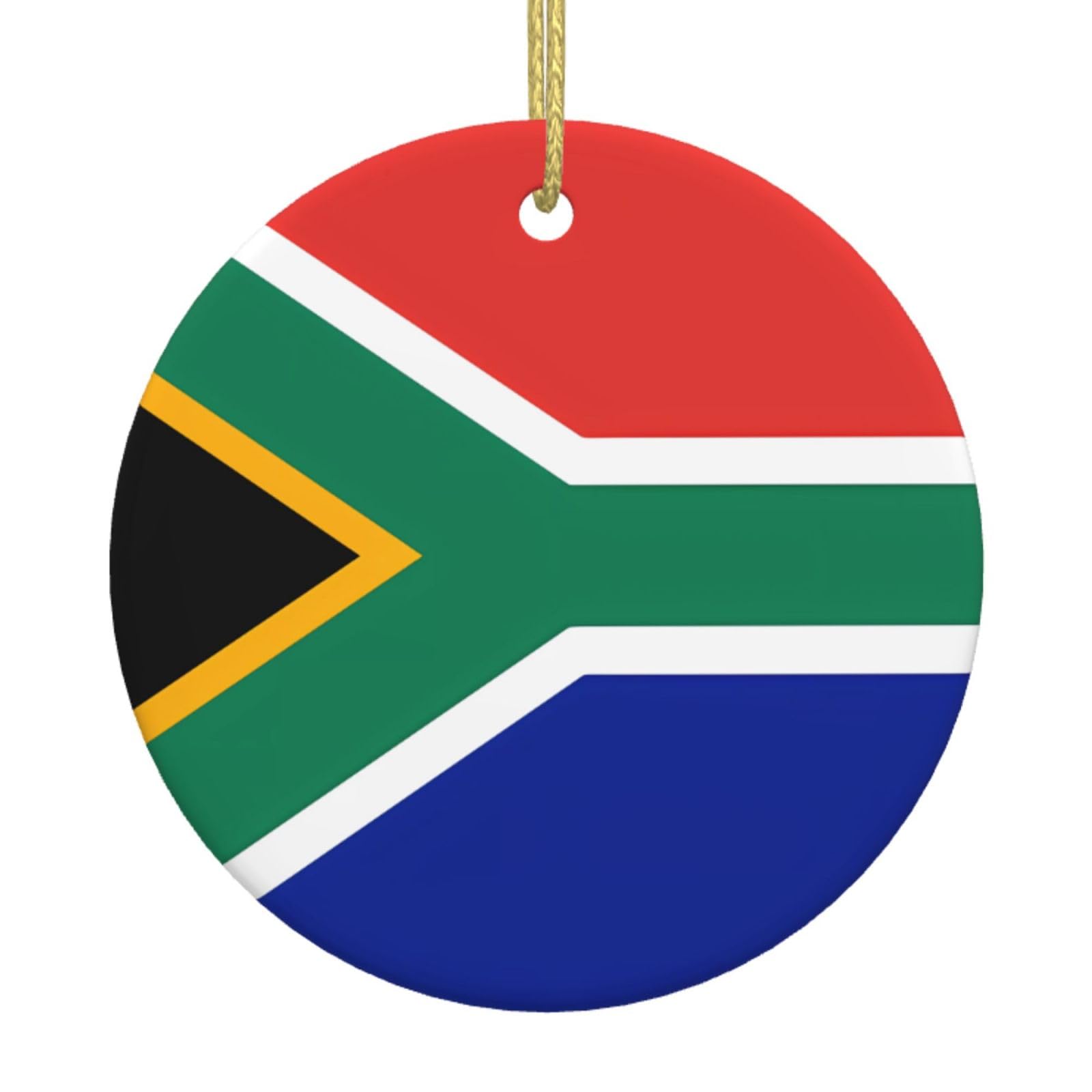 South Africa Flag Printed Christmas Tree Ceramic Ornaments Holiday Decoration Christmas Unique Pendant for Christmas Party