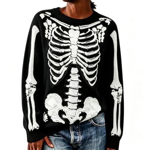 Gumipy Halloween Sweaters for Women Skull Skeleton Sweater Skeleton Custome - image 1