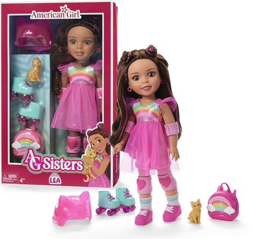 American Girl, AG Sisters Lea Doll, with Hazel Eyes, Long Wavy Brown Hair with Hot-Pink Highlights, 14.5', Ages 4+