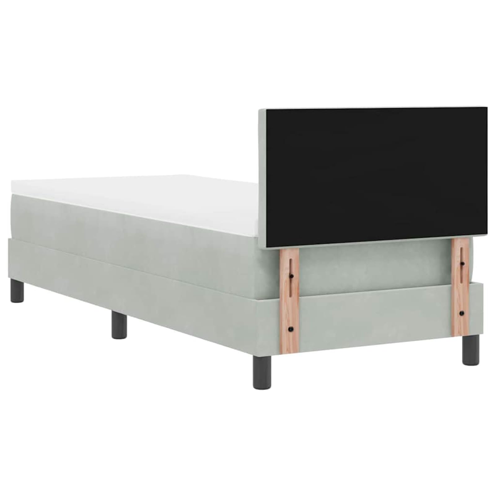 ATOMSTACK MAKER Cama con somier gris claro de 80 x 200 cm con colchón de muelles ensacados, cabecero ajustable (2 alturas) y superficie aterciopelada, moderna cama de dormitorio para un sueño relajado