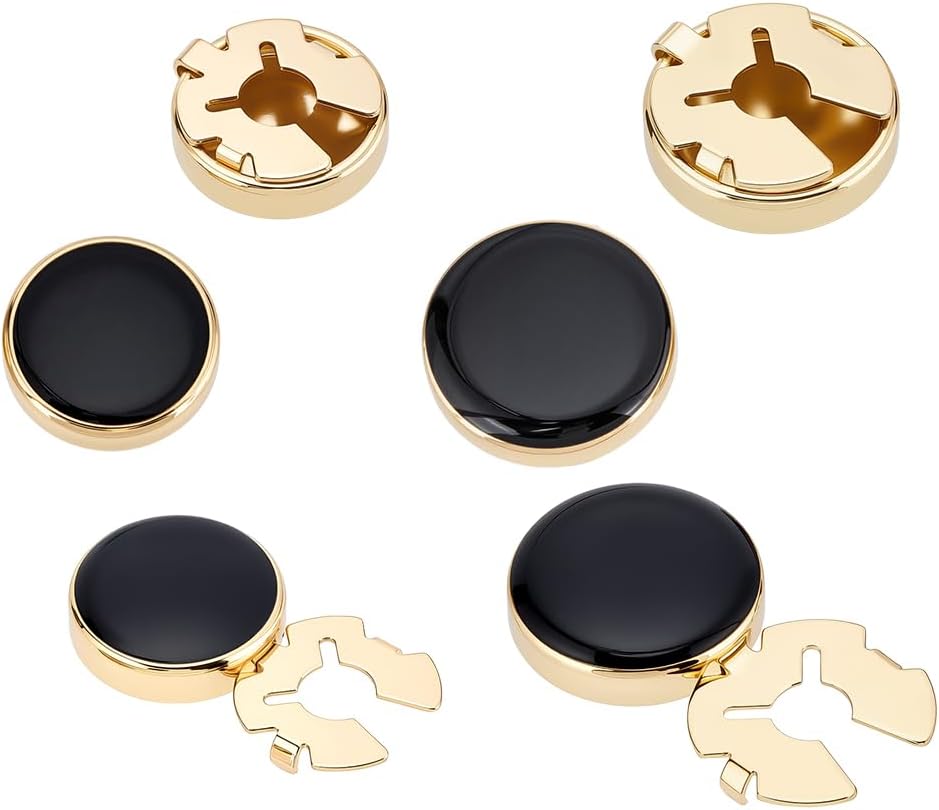Button Covers for Men's Shirts Flat Round Brass Black Cufflinks Cuffs Shirt Cufflinks Findings for Apparel Accessories for Formal Business Wedding Tuxedo Cufflink