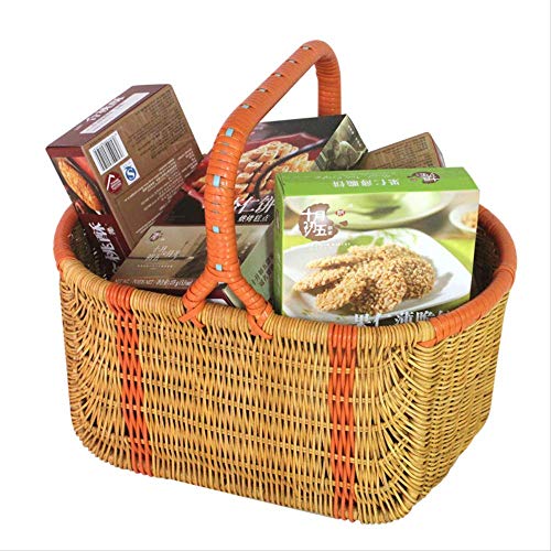 Picnic Basket Bamboo Vine Weaving Cute Kitchen Collection Fruit Basket Hand