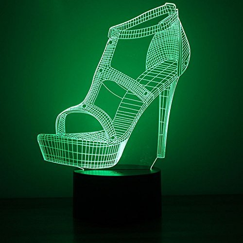 Lampe 3D Personnalisable Escarpin - 16 Couleurs, Nom/Message Gravés, Lampe D'Ambiance LED