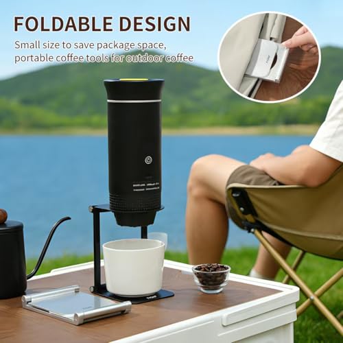 Image of Pour Over Coffee Maker Stand,Foldable Portable Electric Espresso Machine Stand,Holder for Coffee Grinder,Universal Dripper,V60 Dripper,Travel Coffee Maker, Press Round&Black