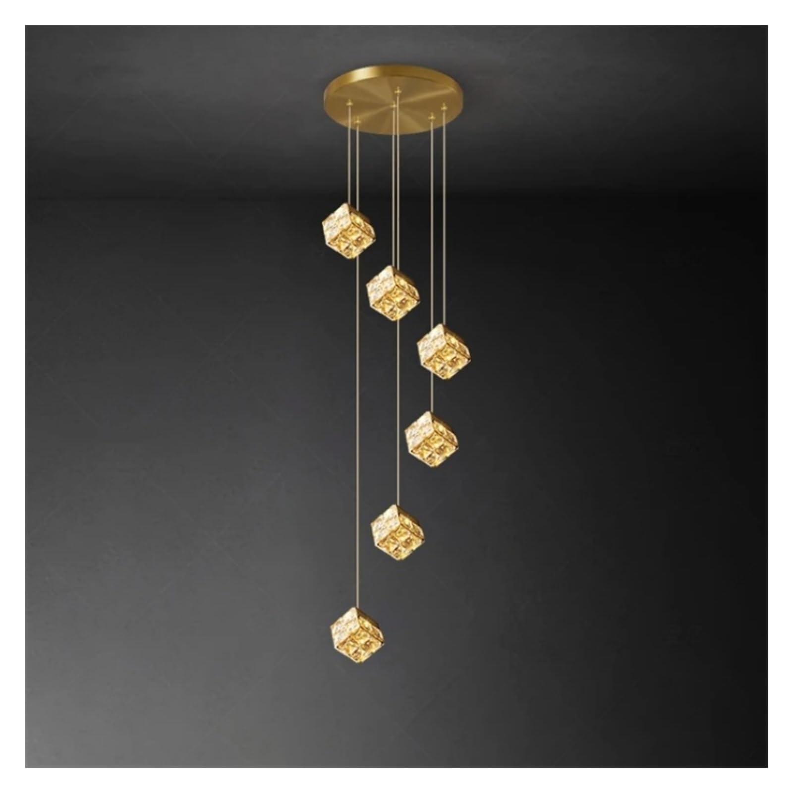 ZTCHSENZT Crystal Chandelier Gold Stainless Steel for Hotel Hall Parlor Dining Room Bedside Lighting Fixture,Changeable-6 Lights